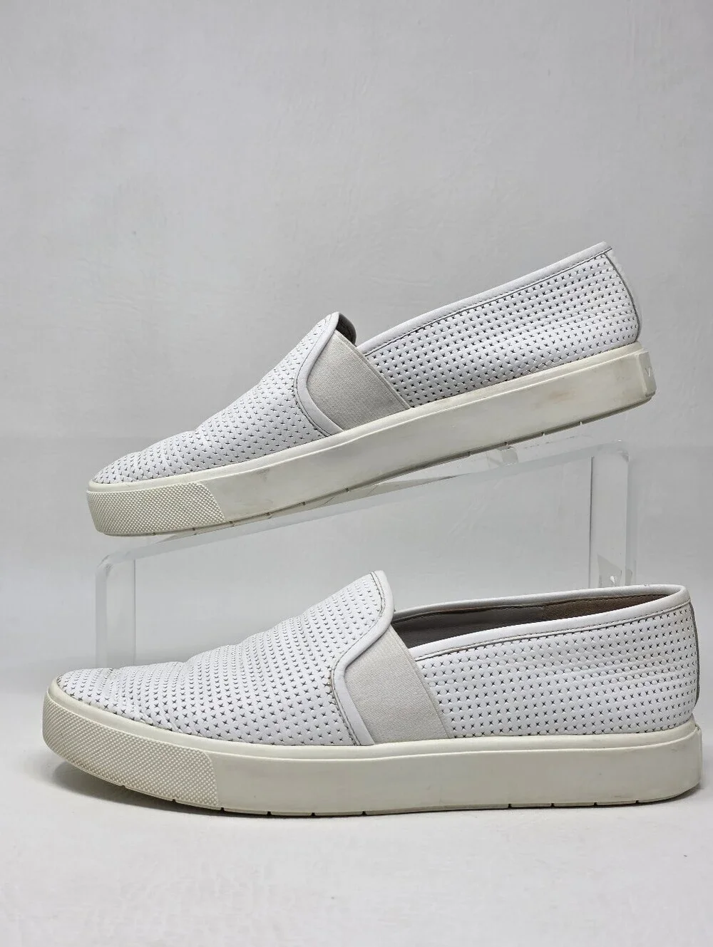 Vince Blair Perforated Leather Slip-On White Sneakers Women Size US 6.5 EU 36.5